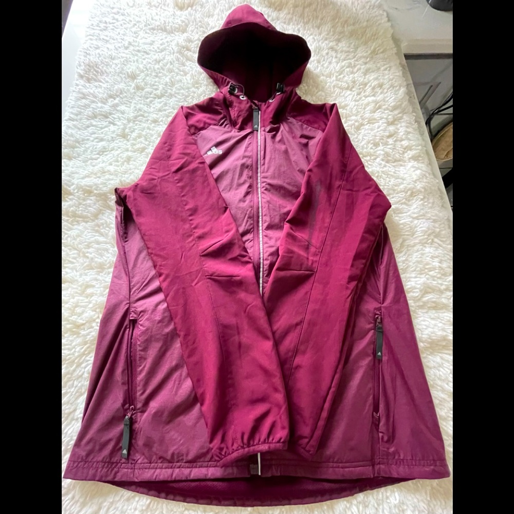 Women Adidas Burgundy Windbreaker Jacket.